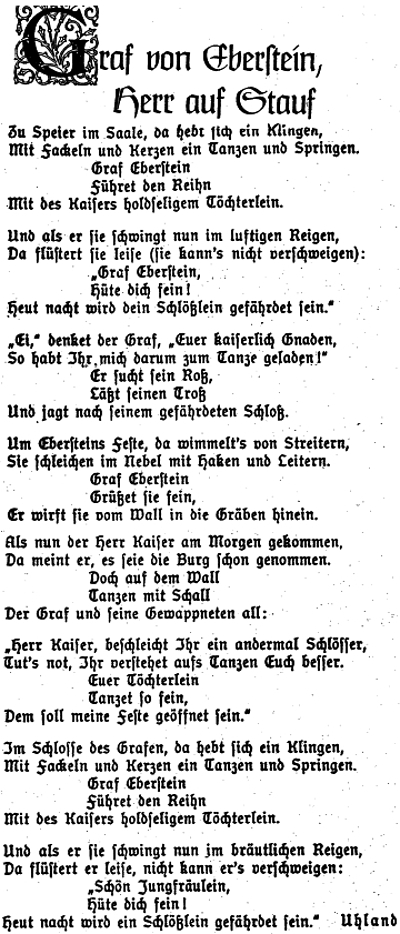 gedicht: Graf von Eberstein - Herr auf Stauf